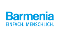 Logo Barmenia Claim blau punze weiss